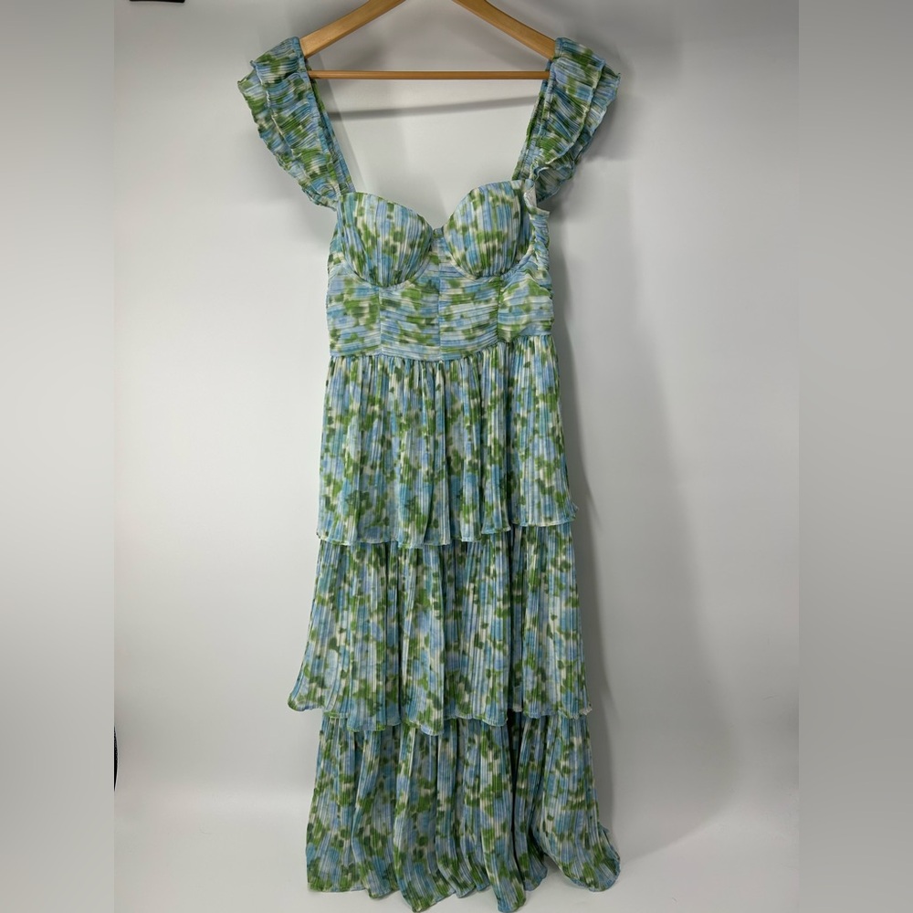 Rachel Parcell Green and Blue Tiered Dress